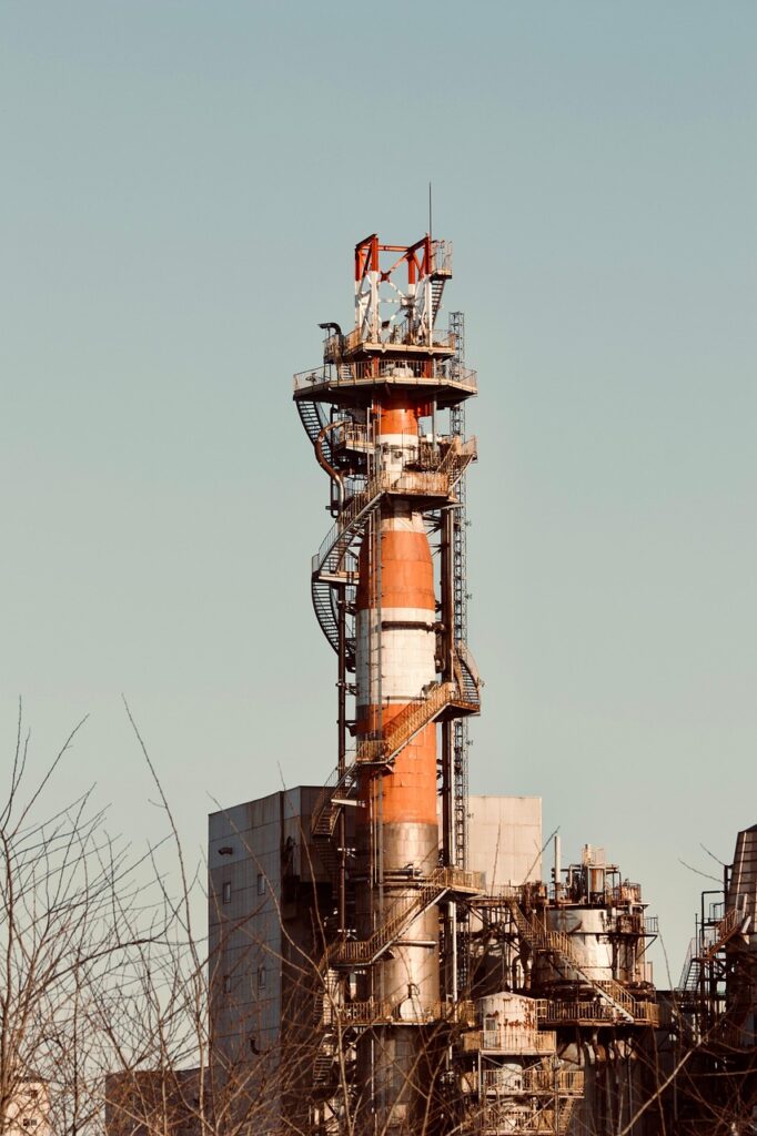 factory, site, japan, scenery, chimney